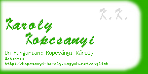karoly kopcsanyi business card