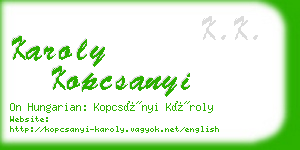 karoly kopcsanyi business card